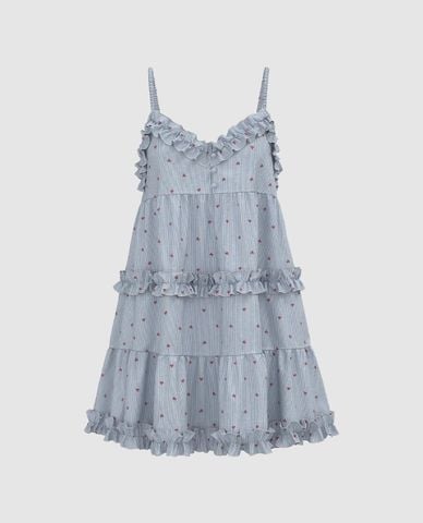  URBAN REVIVO - Đầm hai dây mini Striped Ruffle 