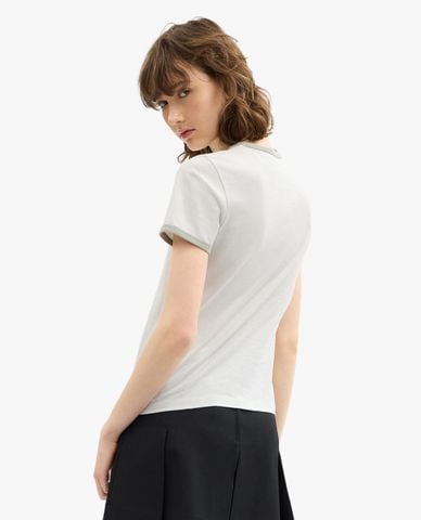  COACH - Áo thun nữ cổ tròn tay ngắn Rexy Ringer 