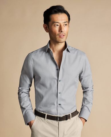  CHARLES TYRWHITT - Áo sơ mi nam cổ bẻ tay dài Semi Spread Collar Twill 