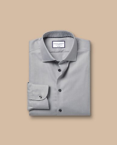  CHARLES TYRWHITT - Áo sơ mi nam cổ bẻ tay dài Semi Spread Collar Twill 