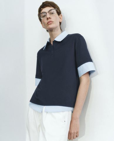  URBAN REVIVO - Áo polo nữ cổ bẻ tay ngắn Loose 