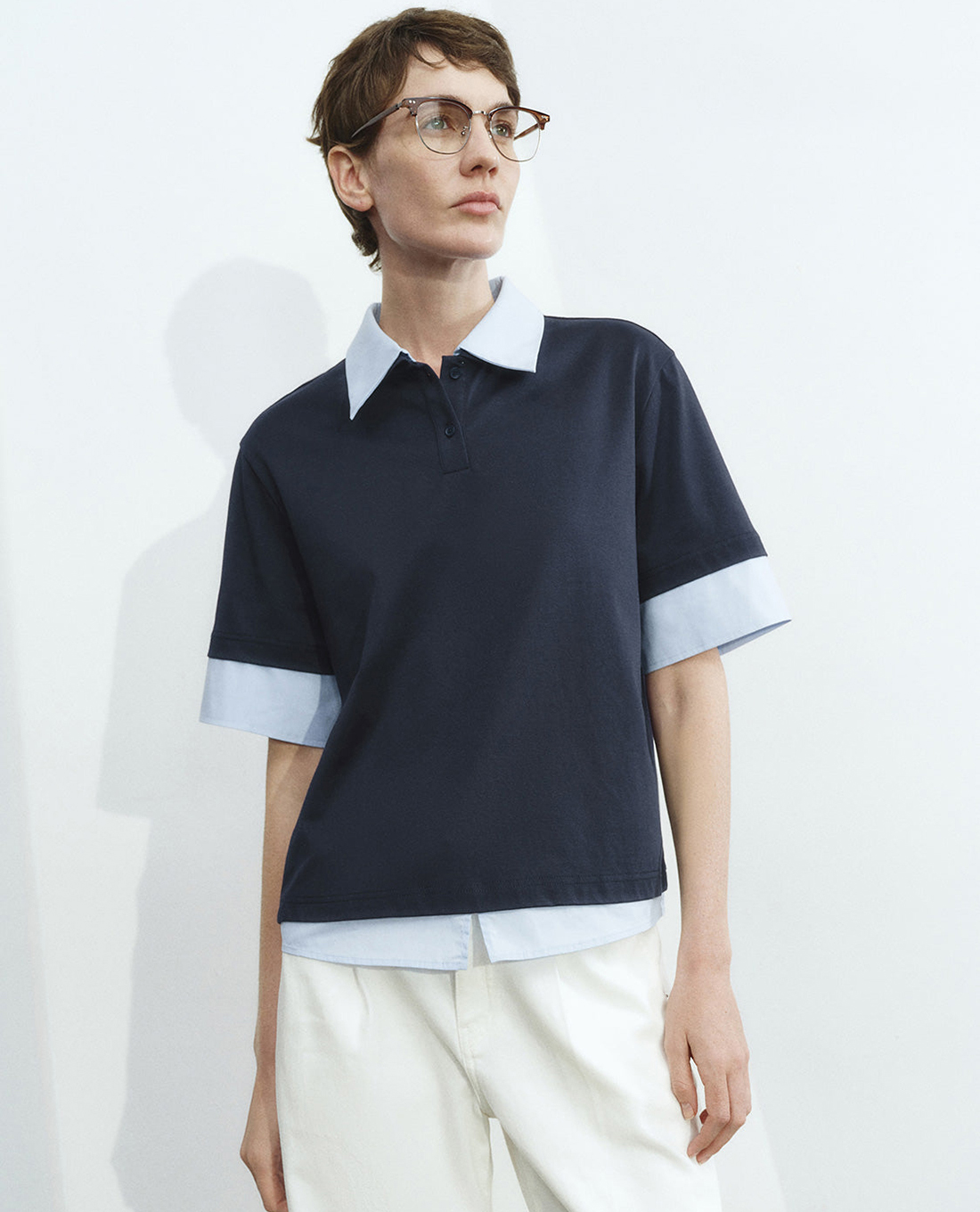 URBAN REVIVO - Áo polo nữ cổ bẻ tay ngắn Loose