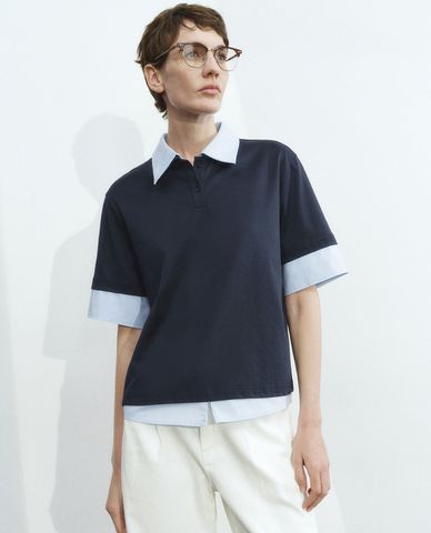  URBAN REVIVO - Áo polo nữ cổ bẻ tay ngắn Loose 