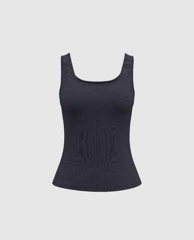  URBAN REVIVO - Áo ba lỗ nữ dệt kim phom ôm Square-cut Collar 