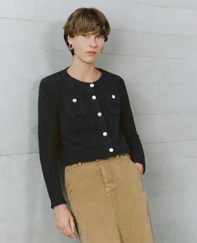  URBAN REVIVO - Áo khoác cardigan nữ phom croptop 