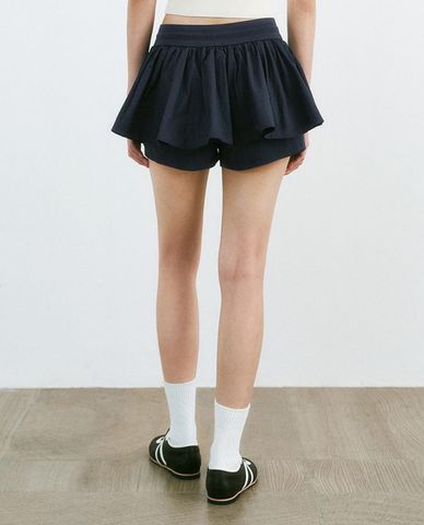  URBAN REVIVO - Quần short giả váy nữ phối dây rút 