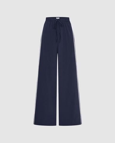  URBAN REVIVO - Quần nữ ống rộng lưng thun phối dây rút 