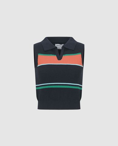  URBAN REVIVO - Áo sát nách nữ dệt kim cổ bẻ 