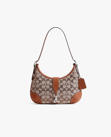  COACH - Túi đeo vai nữ Hamptons In Crystal Signature Jacquard 