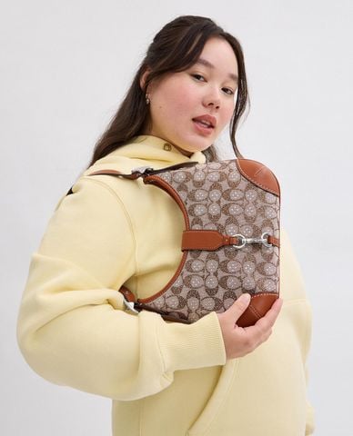  COACH - Túi đeo vai nữ Hamptons In Crystal Signature Jacquard 