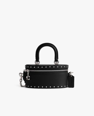  COACH - Túi xách tay nữ hình trụ tròn Canvas 