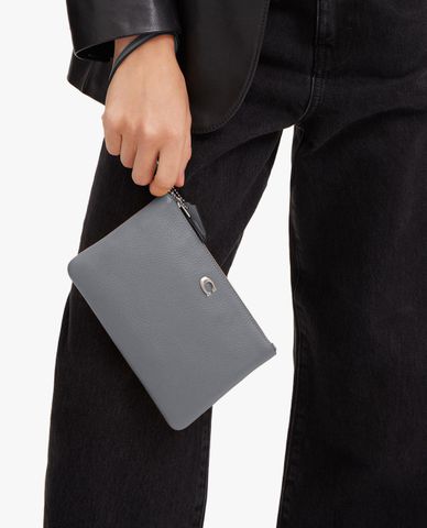  COACH - Clutch nữ khóa kéo kim loại thời trang 