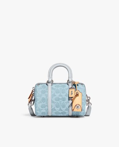  COACH - Túi xách nữ phom chữ nhật Ruby Satchel 18 In Signature Denim 
