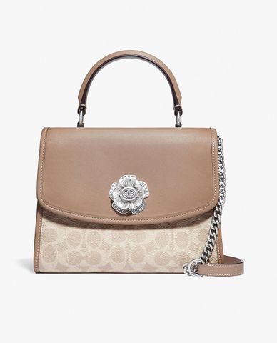  COACH - Túi xách tay nắp gập khóa bông hoa Parker 