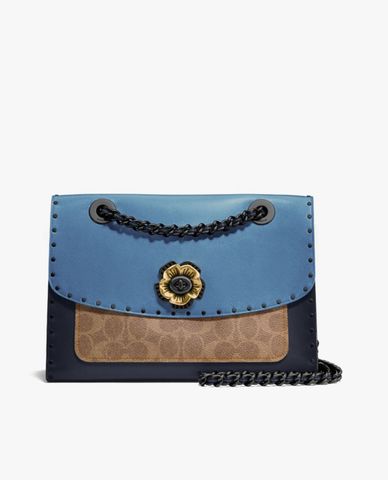  COACH - Túi đeo vai nắp gập đinh tán Rivets And Snakeskin Detail 