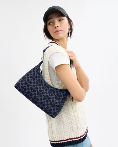  COACH - Túi đeo vai nữ hình thang Juliet In Signature Denim 