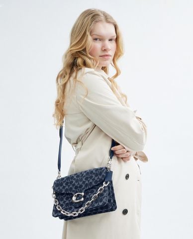  COACH - Túi đeo vai nữ Chain Tabby In Signature Denim 