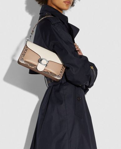  COACH - Túi đeo vai chữ nhật viền da rắn Tabby 26 