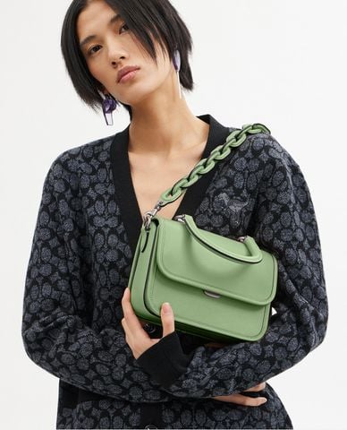  COACH - Túi đeo vai nữ phom chữ nhật nắp gập phối mắc xích Rogue Top 
