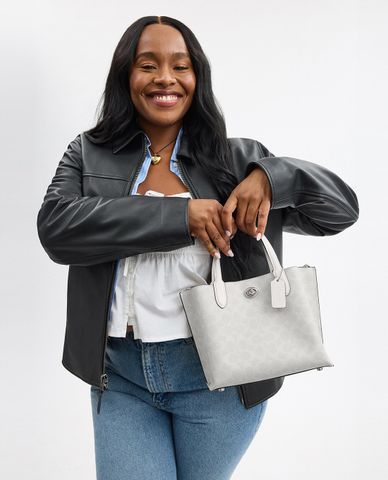  COACH - Túi xách nữ phom chữ nhật Willow Signature Canvas 