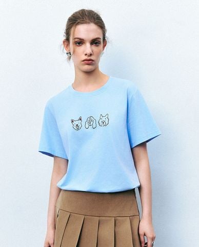  URBAN REVIVO - Áo thun nữ cổ tròn tay ngắn Straight 