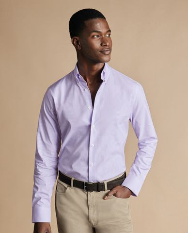  CHARLES TYRWHITT - Áo sơ mi nam cổ bẻ tay dài Stripe Oxford 
