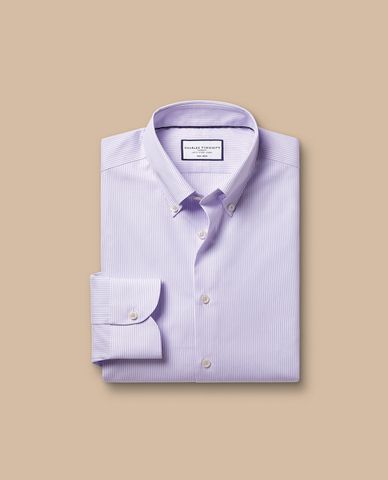  CHARLES TYRWHITT - Áo sơ mi nam cổ bẻ tay dài Stripe Oxford 