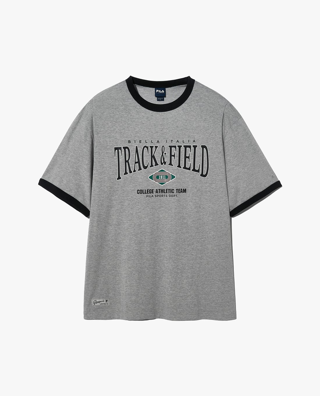 FILA - Áo thun unisex cổ tròn tay ngắn Track & Field Graphic Ringerty