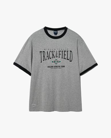  FILA - Áo thun unisex cổ tròn tay ngắn Track & Field Graphic Ringerty 