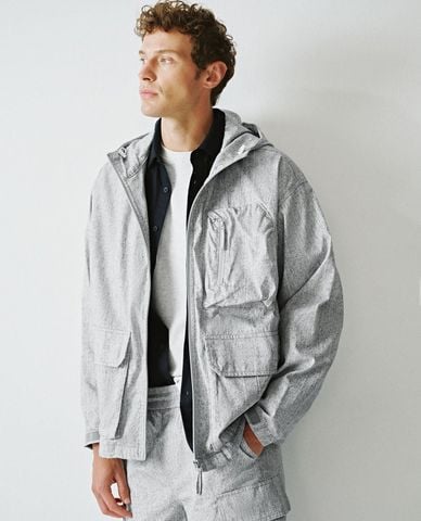  URBAN REVIVO - Áo khoác phối mũ nam thời trang 