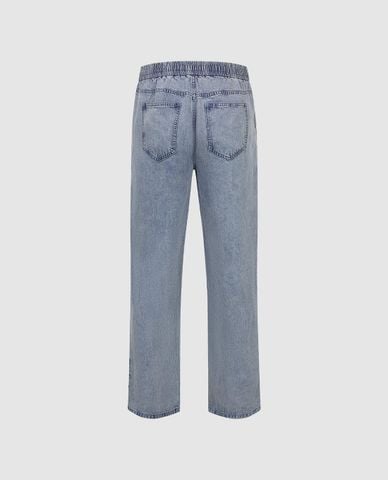  URBAN REVIVO - Quần jeans nam ống đứng lưng thun 