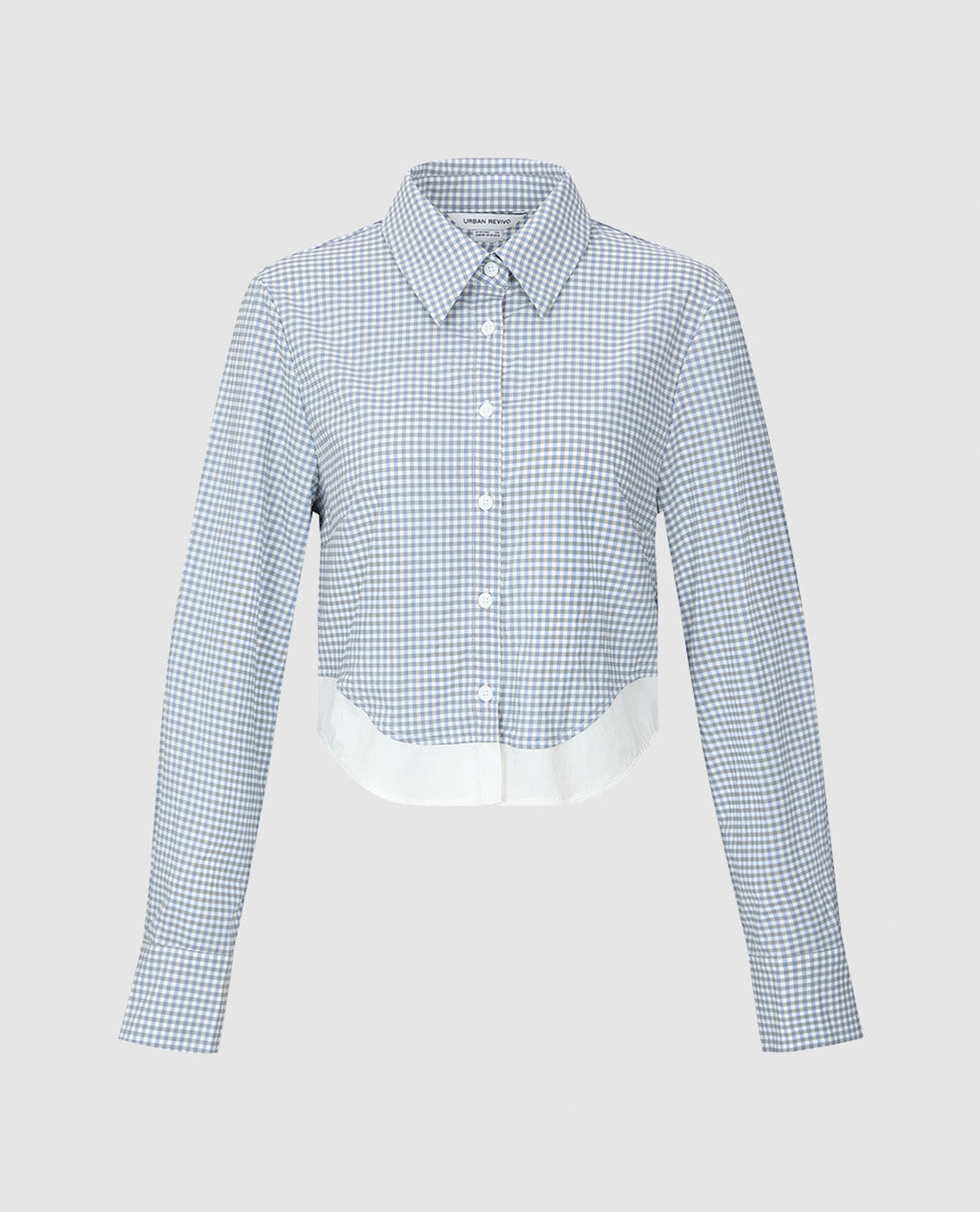 URBAN REVIVO - Áo sơ mi nữ cổ bẻ tay dài Gingham 2 In 1