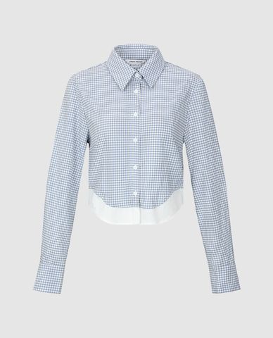  URBAN REVIVO - Áo sơ mi nữ cổ bẻ tay dài Gingham 2 In 1 