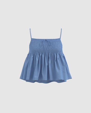  URBAN REVIVO - Áo hai dây nữ phom croptop xếp li Shirred Cami 