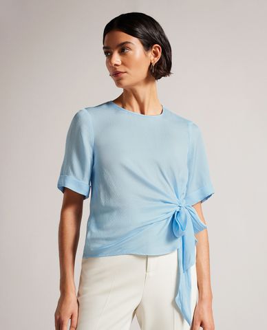  TED BAKER - Áo kiểu nữ cổ tròn tay ngắn thắt dây Thaliya 