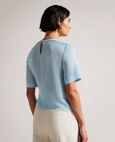  TED BAKER - Áo kiểu nữ cổ tròn tay ngắn thắt dây Thaliya 