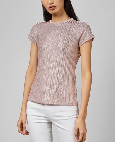  TED BAKER - Áo thun nữ tay ngắn cổ tròn Catrino Metallic Fitted 