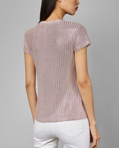  TED BAKER - Áo thun nữ tay ngắn cổ tròn Catrino Metallic Fitted 