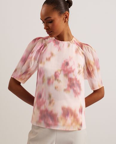  TED BAKER - Áo kiểu nữ cổ tròn tay lỡ hoạ tiết in hoa thanh lịch Dunajec 