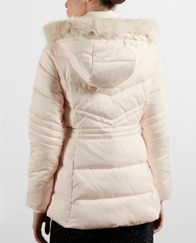  TED BAKER - Áo khoác phao nữ dáng dài phối mũ trùm Fur Hood Puffa 