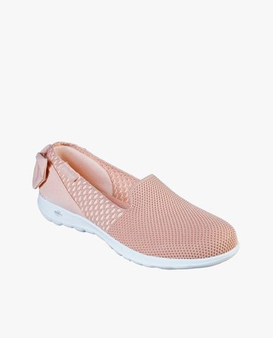  SKECHERS - Giày slip on nữ phối nơ Go Walk Lite 