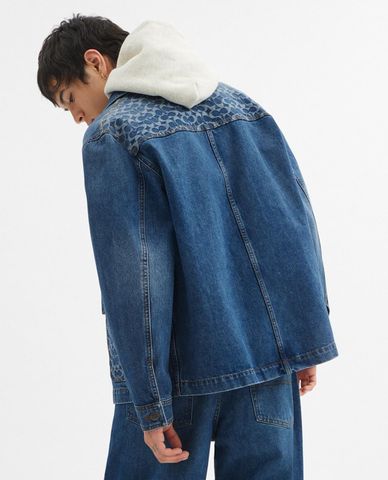  COACH - Áo khoác denim nam cổ bẻ tay dài Chore 
