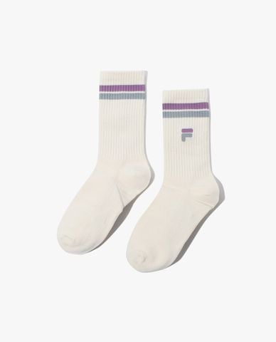  FILA - Vớ unisex cổ cao phối sọc Logo Quarter 