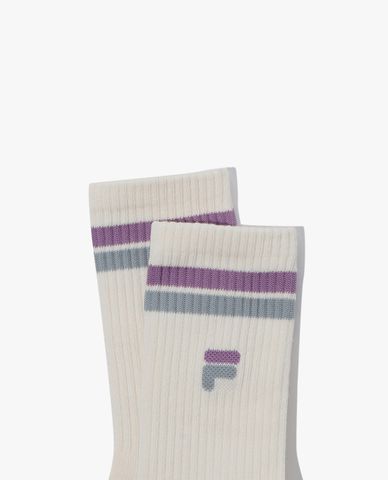  FILA - Vớ unisex cổ cao phối sọc Logo Quarter 