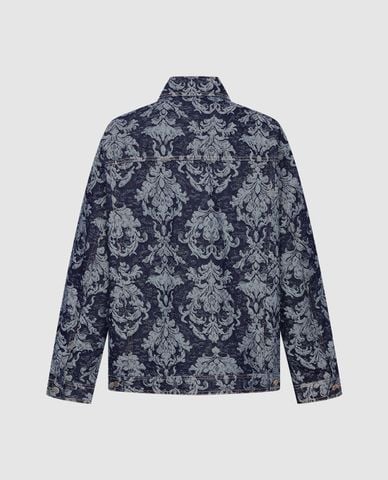  URBAN REVIVO - Áo khoác denim nam in hoa văn 