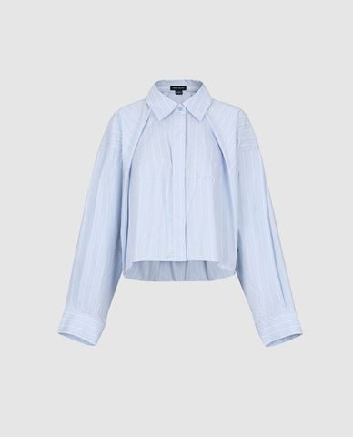  URBAN REVIVO - Áo sơ mi nữ tay dài phom croptop thanh lịch 