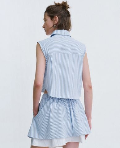  URBAN REVIVO - Áo sơ mi nữ sát nách phom croptop trẻ trung 