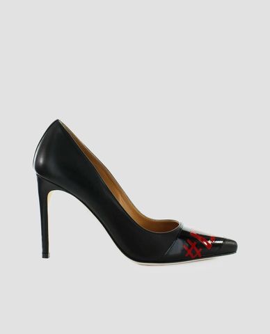  DSQUARED2 - Giày cao gót mũi nhọn Black Red Logo Pump 