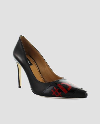 DSQUARED2 - Giày cao gót mũi nhọn Black Red Logo Pump 