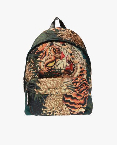  DSQUARED2 - Balo nam dáng vuông phối hình in Tiger cá tính 